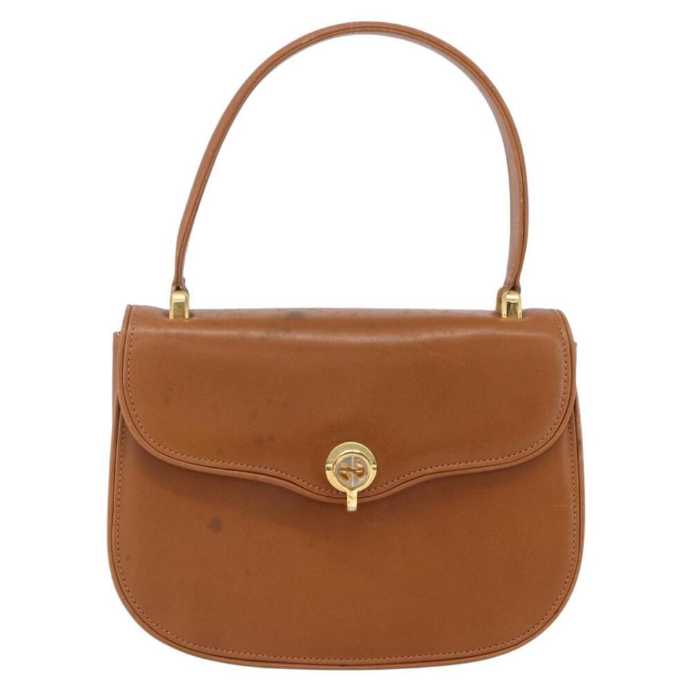 GUCCI Hand Bag Leather Brown Gold Auth 154667 - Picture 13 of 16
